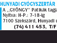 HUNYADI GYÓGYSZERTÁR